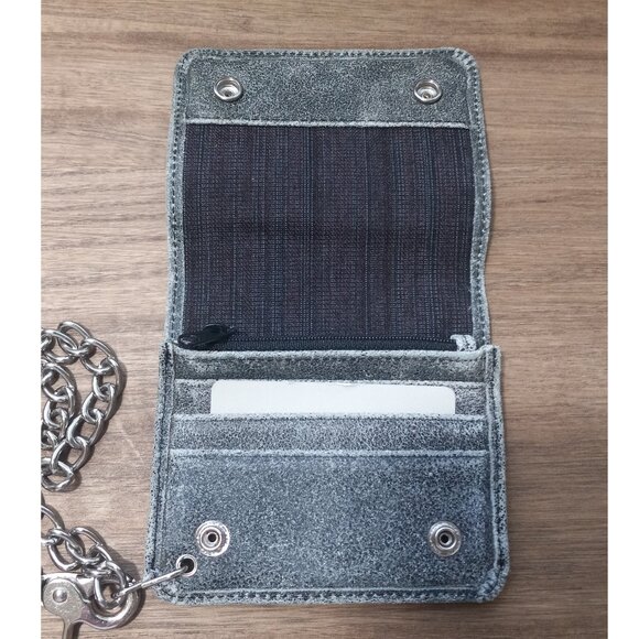 Mossimo Grey Vtg. Leather Bifold Wallet with Chain Ideal for Skateboard/Biker - Picture 7 of 12